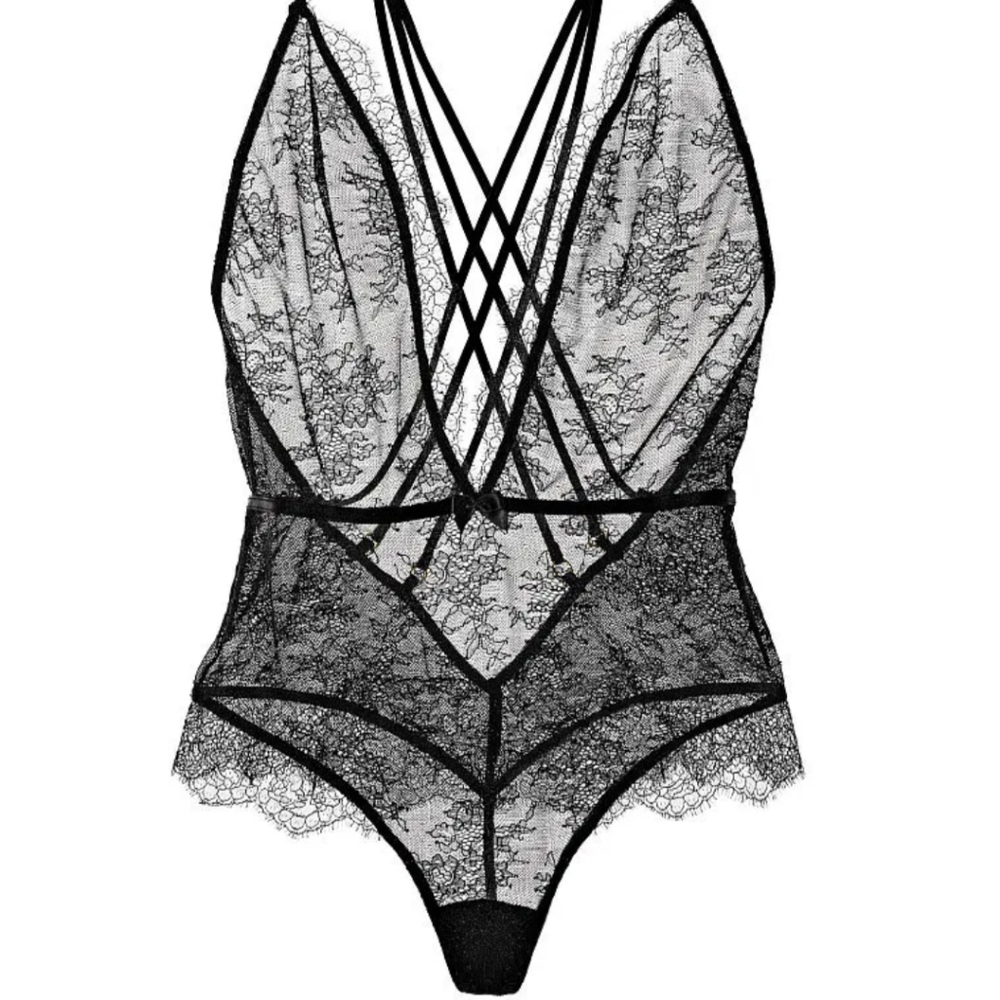 {Victoria's Secret} Lace Criss Cross Thong Teddy